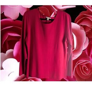 Est. 1946 Large long sleeve pink knit rayon blend stretch woman's top. Casual